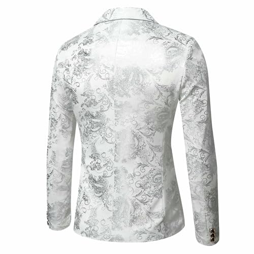 Veste blazer homme argentée coupe slim style coréen pour performance