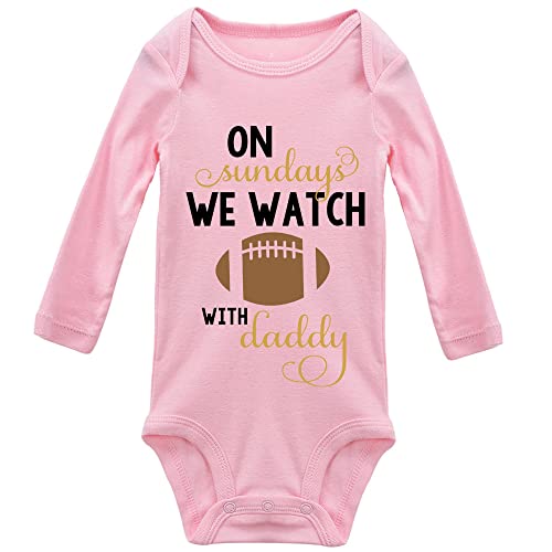 On Sundays We Watch Football with Daddy Cute Baby Bodysuit Long Sleeve Bodysuits
