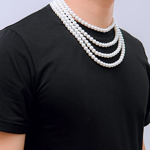 Bamaboth Glass Pearl Necklace For Men 6/8Mm Safe For Skin, 925 Sterling Silver Plated Pearl Necklaces For Women 16/18/20/22” Hypoallergenic, Pearl Choker Gift For Teen Boy Girl #TOP7