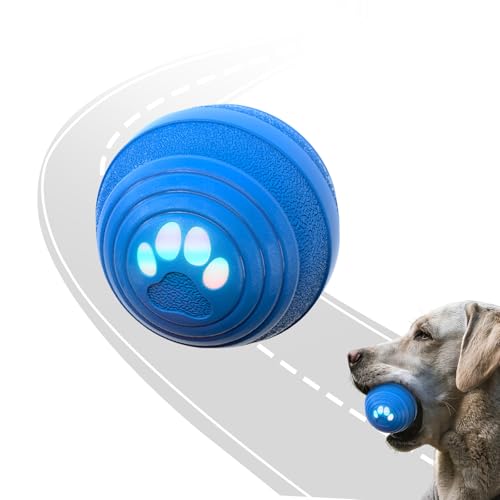 Songsier Palle per Cani di Taglia Giocattolo Interattivo per Cani con Funzione di Rotolamento Automatico. La Palle è Realizzata in Gomma Naturale con Luce a LED e si Ricarica Rapidamente