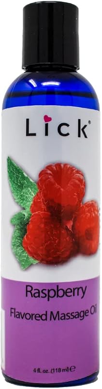 Raspberry Flavored Massage Oil – Bright Berry Edible Massage Oil with Sweet Almond Oil & Vitamin E, Smooth Body-Safe Glide for Couples Massage, 4 oz