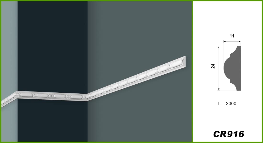 GRAND DECOR Modanature in stucco da parete piatte stile barocco, in poliuretano espanso rigido bianco - 2m modanature da parete modellate, modanature decorative da incollare, stucco per soffitto (30