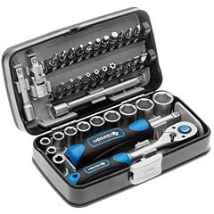 Högert Technik - Cassetta Attrezzi, Set Attrezzi, Valigetta Attrezzi, Set Utensili, Kit Attrezzi, Set di Chiavi a Bussola e Accessori 1/4", Meccanismo a Cricchetto con 72 Denti - HT1R462, 38 Pezzi