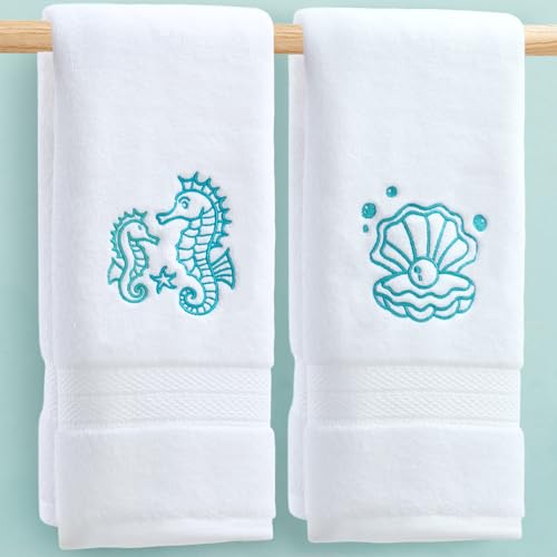 White Hand Towel for Bathroom, 2PC Large 16"x30" - 100%
