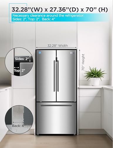 BLACK+DECKER 18 Cu. Ft. French Door Refrigerator with Built-in Ice Maker, Full Size Refrigerator with Bottom Mount Freezer Drawer, Frost Free, ENERGY STAR certified, BRF1800GIMS, Stainless Look on Fridge.com