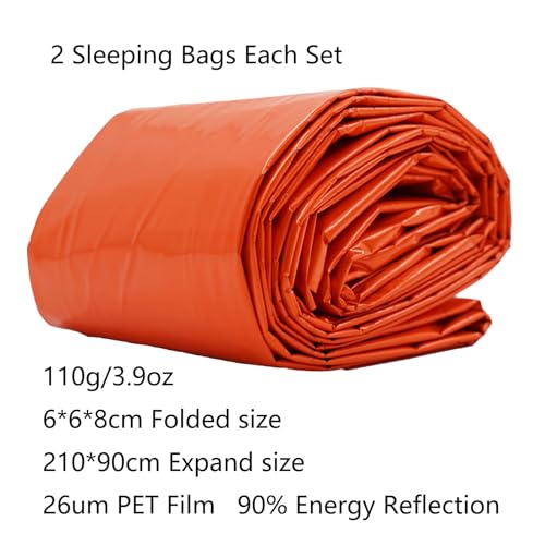 2 Stück Notfall Schlafsack,Survival Biwaksack,Rettungsdecken,Überleben Schlafsack, Notfalldecken,Survival Ausrüstung für Camping und Outdoor-Wandern