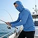 Men's Long Sleeve Sun Shirt Cooling Fishing Hoodie UV SPF Hiking Shirt UPF 50+ Rash Guard with Mask Summer Gear Blue