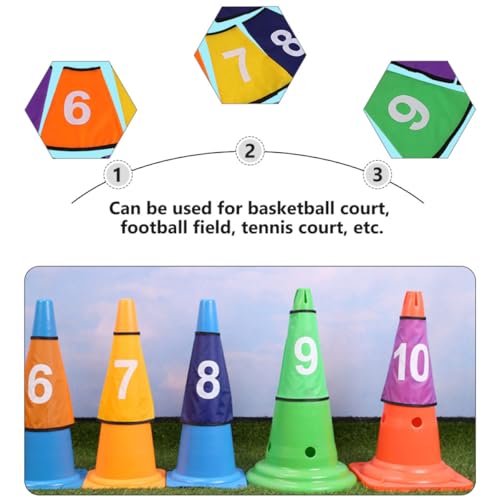 Conos de entrenamiento con fundas de poliéster numeradas y ecológicas de tenis 3