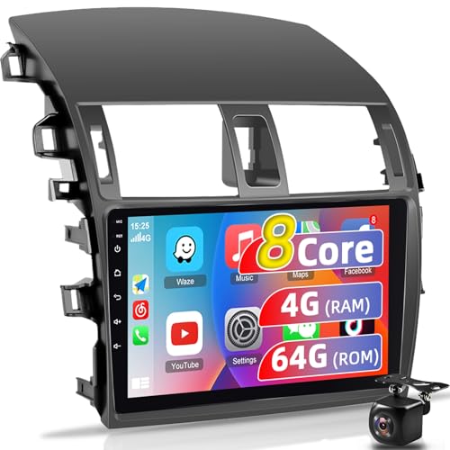8 Core 4 + 64G EKAT Android rádio automotivo para Toyota Corolla 2009-2013 - Carplay sem fio e Andro