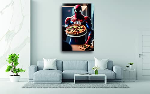 Spiderman le livreur de pizzas tableau sur toile pour habiller un mur