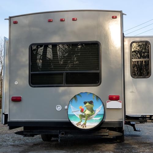 Image of Summer Green Frog Spare Tire Cover Dust-Proof Wheel Tire Cover Fit Trailer, RV, SUV and Many Vehicle 15 Inch