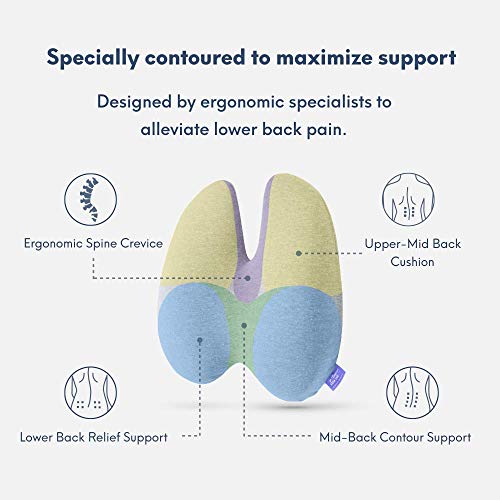 C CUSHION LAB Extra Dense Lumbar Pillow - Patented Ergonomic Multi-Region Firm Back Support for Lower Back Pain Relief - Lumbar Support Cushion with Strap for Office Chair, Car, Sofa, Plane - Grey by C CUSHION LAB - Image 2
