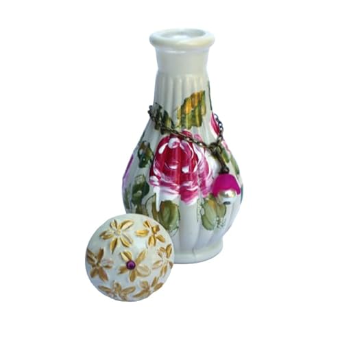 Elegant Hand-Painted Rose Glass Perfume Bottle with Dauber – Romantic Victorian Decor for Vanity and Gift Giving - Image 3