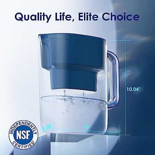Waterdrop 200-Gallon Long-Life Lucid 10-Cup Water Filter Pitcher, Nsf Certified, 5X Times Lifetime, Reduces Chlorine, Bpa Free, Classic Blue #TOP1