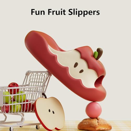 Zureto Apples Slippers for Women Men, Cute Summer Apples Shaped Fruit Slippers Sandals Non-Slip Sole Slides3