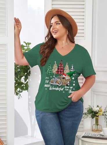 Image of ForHailey Women's Plus Size Short Sleeve Tee Shirt V Neck Basic Ladies Loose Fit T Shirt 1X-5X