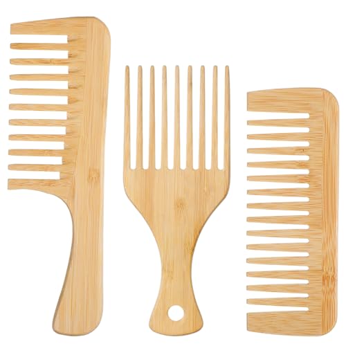 3 peines de madera para cabello y barba naturale miniatura 1