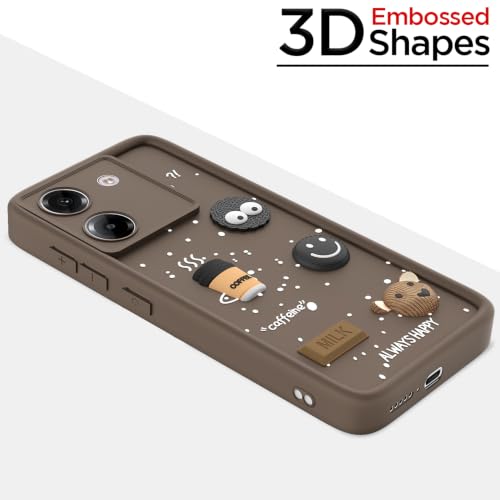 Image of Pikkme Back Cover for Poco M7 Pro 5G | 3D Bear Silicone Cute & Fun Coffee Cartoon | Full Body Protection Bumper Case (Brown)