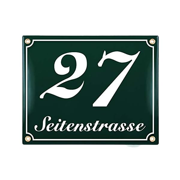 Sosenco Hausnummerschild Hausnummer mit Straßenname - 25x20 cm - Keramik Emaille - Wetterfest - Personalisiert – Bild 6