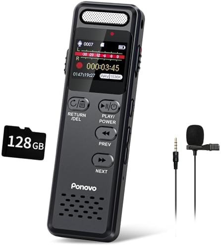 160GB Digital Voice Recorder with Playback, 1100mAh Audio Recordi...