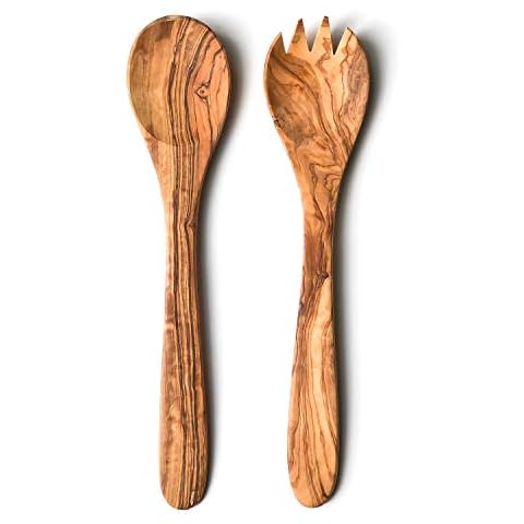 Couverts à salade en bois d'olivier - The Rustic Dish Cover