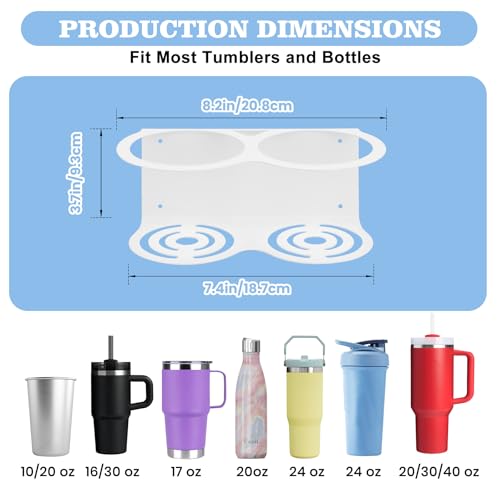 Image of 2 Pack Magnetic Stanley Cup Holder Water Bottle Organizer for Stanley 30&40 oz Tumbler with Double Sided Tape Hold Stanley Cup Accessories for Kitchen Fridge Cabinet(White)