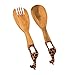 Global Crafts Hand carved Mhugu Wood Salad Serving Set, Giraffe, Set of 2