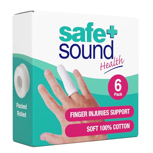 Safe + Sound Cotton Finger Cots 6 Pack One Size - Effective support to fingers joint injuries sprains strains Ideal for Securing Dressing Aids in Keeping Cuts & Abrasions Clean