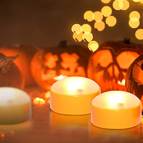 Image of 4 Halloween Battery LED Jack-O-Lantern Pumpkin Lights with Remote Orange | CANDLE CHOICE Battery Operated Flameless Candles with Remote and Timer for Halloween Pumpkin Decoration Orange Color 4 Pack