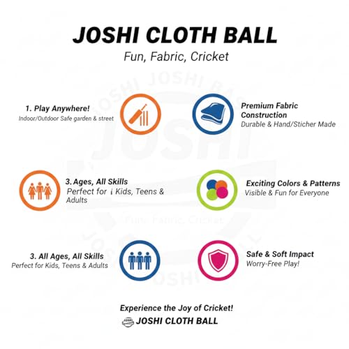 Image of Joshi Cloth Cricket Ball | Woolen Soft Ball for Gully /Street Cricket & Practice | Durable, Lightweight, All-Weather, High-Visibility Colors | Single Piece (Cherry RED)