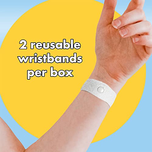 Image of Three Lollies Preggie Anti-Nausea Wristbands for Pregnancy, Acupressure Wristbands for Morning Sickness Support, Drug-Free for Travel & Motion Discomfort, Reusable, 1 Pair, Set of 2 Bands - White
