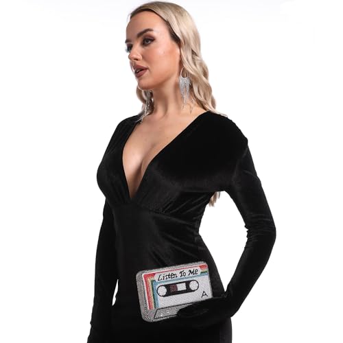 Image of Boutique De FGG Retro Mini Crystal Clutch Purses for Women Luxury,Novelty Rhinestone Evening Bag,Formal Party Clutch Handbag
