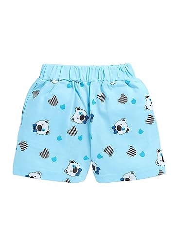 Image of CUTOPIES Boys Powder Blue Cotton Printed Half Sleeves T-shirt and Shorts Set (Pack Of 1) Baby Boys' Clothing Sets