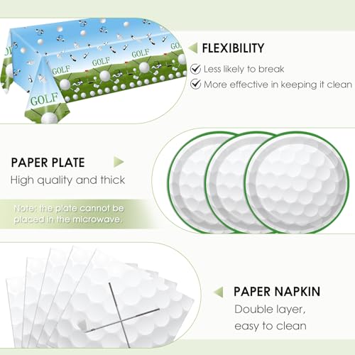 Image of 41PCS Golf Party Decorations Golf Sport Themed Party Supplies Include Golf Plates and Napkins Set,Plastic Tablecloth for Birthday Baby Shower Retirement Party,Serve 20