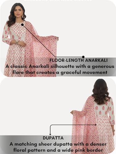 Image of Leriya Fashion Kurta Sets for Woman | Kurti Set for Woman | Anarkali Suit for Women | White Kurta Set for Women with Dupatta | Traditional Anarkali Salwar Suit for Party Outfits Kurtis