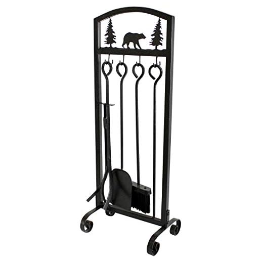 MyFirePlaceDirect Fireplace Tools Sets 5 Pieces Extra Strength Wrought Iron Indoor Outdoor Fire Place Toolset Hearth Accessories Kit with Fireplace Brush, Fire Poker, Fireplace Shovel, Firewood Tong