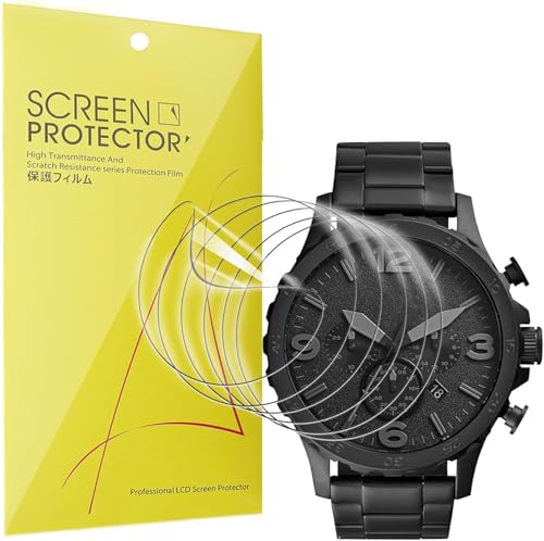 Image of Blueshaweu Compatible for Fossil Nate Screen Protector, [6 Pack] Full Coverage TPU Clear Film Compatible for Fossil Nate Men's Watch (6 Pack)