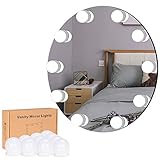 [Updated] LiveComfort Vanity Lights, Hollywood Style Vanity Mirror Lights w/10 Dimmable LED Bulbs, 10 Brightness Modes, 3 Light Colors and USB Port, Mirror NOT Included, Updated Premium 3M Sticker