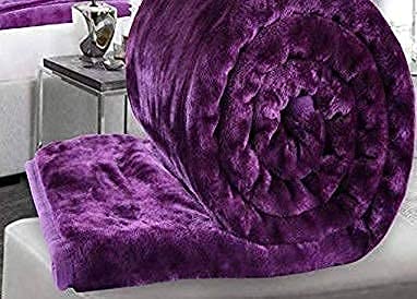 Handcraftd Purple Single Bed Blanket Heavy Winter Mink Soft AC Room Fleece All Weather Warm Made in India(60x90) (Purple, Single)