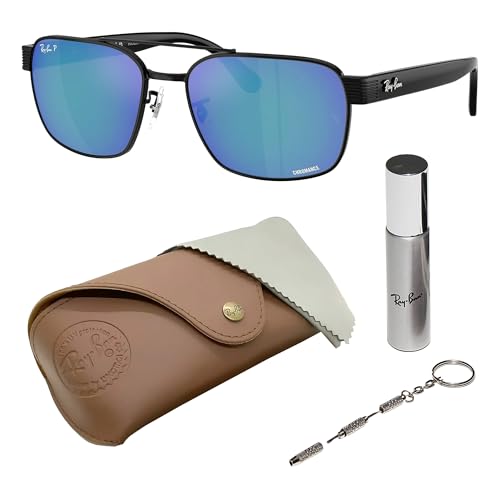Image of Ray-Ban RB3751CH CHROMANCE POLARIZED Square-Round Shape Sunglasses for Men & Women with Official Eyewear Kit