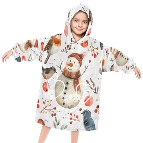 Wearable Blanket Hoodie for Kids, Grassland Birds Fleece Sweatshirt Blanket Oversized Blanket Sweatshirt with Pocket Flannel Warm Hooded Blanket 6-10 Year Old Girl Boy Gift, One Size