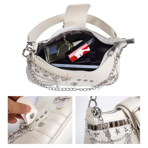 Image of Cute Y2k Purse for Women, Star Embroidery Pattern with Chain Strap Shoulder Bag, Goth Style Cute Mini Purse