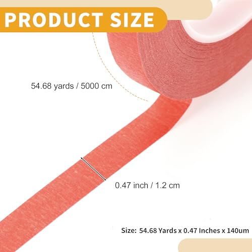 Image of 1 Pc Painters Tape Masking Master Tape Easy Removal Red 5000x1.2x0.01cm / 54.68 Yards x 0.47 Inches x 140um