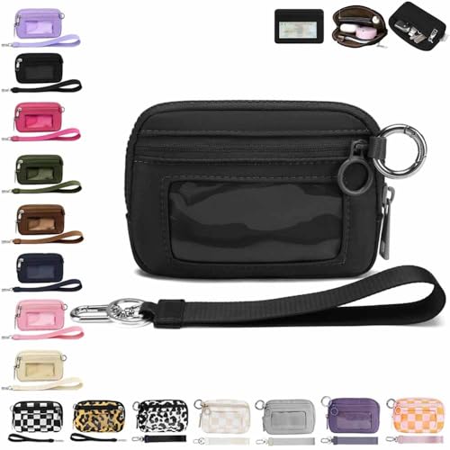 Générique The Iris' Wallet 2nd, The Iris Pouch Wristlet, Zip Card Case with ID Window/Hand Strap, for Travel Credit Card Holder (Black)