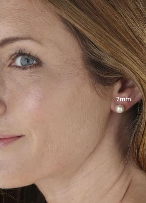 Miniatura 4 de Aretes de perlas de tuerca Renkovte para mujer, aretes planos de perlas con cierre de tuerca para hélice de cartílago, aretes de cartílago, joyería