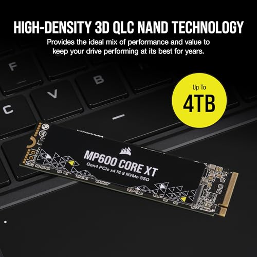 Image of Corsair MP600 CORE XT 2TB M.2 PCIe Gen4 NVMe SSD - Up to 5900MB /s - QLC NAND - M.2 2280 - for PCIe 4.0 Notebooks and Desktops - Black