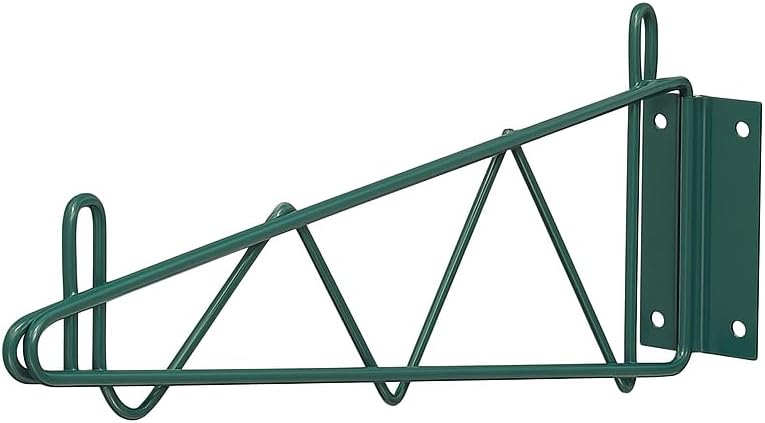 Green Epoxy Wire Wall Mounting Brackets, 18 Inch Deep, Metal, NSF Listed, 2 Pack Set, 360 lb Capacity