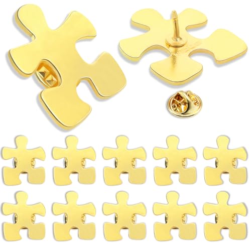 Image of 20 /50 /100 /200Pcs Employee Appreciation Gifts Gold Puzzle Piece Pins Bulk Autism Awareness Pin Thank You Gifts Button Brooch Badge Pin