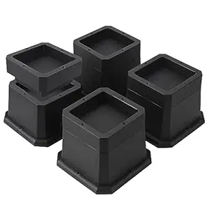 BTSD-home Bed Risers 2, 3 Inch Heavy Duty Furniture Risers Adjustable Dorm Bed Lifts Risers Table Desks Legs Blocks 4 Pack Black