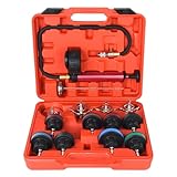 WUODAO 14pcs Automotive Cooling System Tester Radiator Pump Pressure Leak Tester Gauge Tool Kit,Coolant Pressure Tester Kit with Aluminum Hand Pump and Adapters